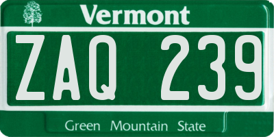 VT license plate ZAQ239