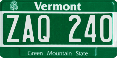 VT license plate ZAQ240