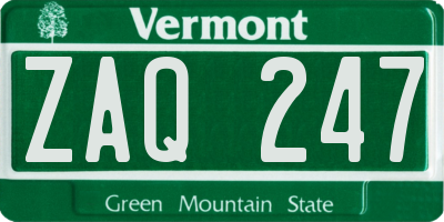VT license plate ZAQ247