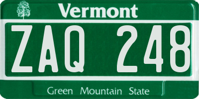 VT license plate ZAQ248