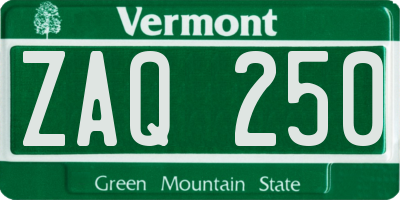 VT license plate ZAQ250