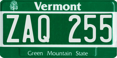 VT license plate ZAQ255