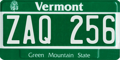 VT license plate ZAQ256