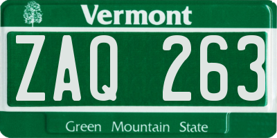 VT license plate ZAQ263