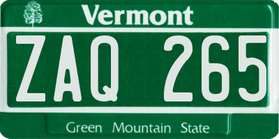 VT license plate ZAQ265