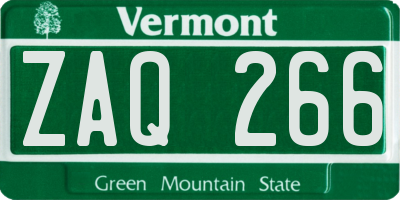 VT license plate ZAQ266