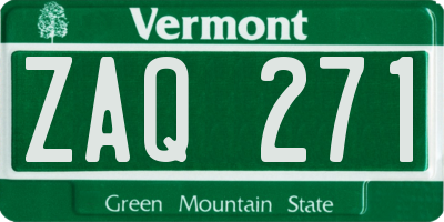 VT license plate ZAQ271