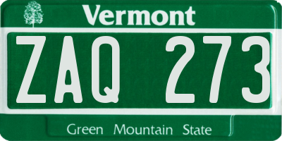 VT license plate ZAQ273