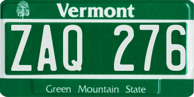 VT license plate ZAQ276