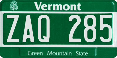 VT license plate ZAQ285