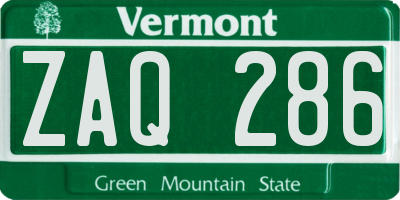 VT license plate ZAQ286