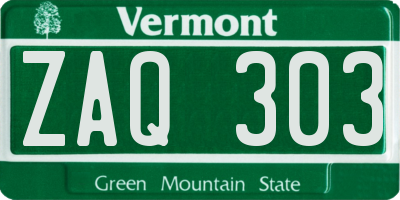 VT license plate ZAQ303