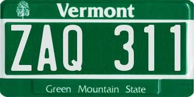VT license plate ZAQ311