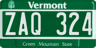 VT license plate ZAQ324