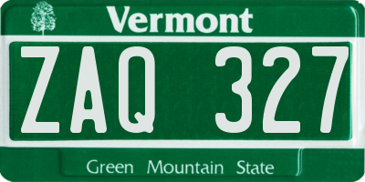 VT license plate ZAQ327