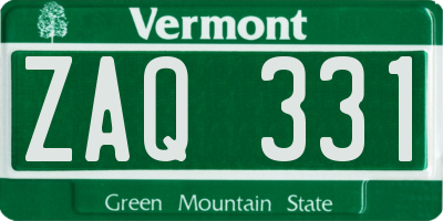 VT license plate ZAQ331