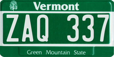 VT license plate ZAQ337