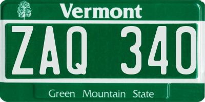 VT license plate ZAQ340