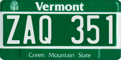 VT license plate ZAQ351