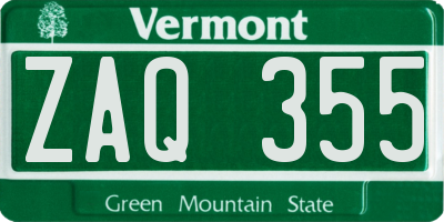 VT license plate ZAQ355