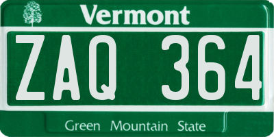 VT license plate ZAQ364