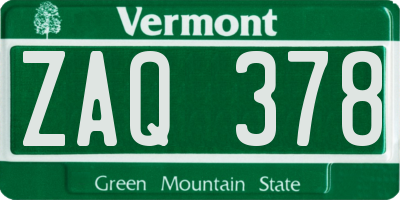 VT license plate ZAQ378