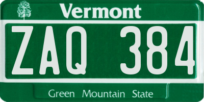 VT license plate ZAQ384