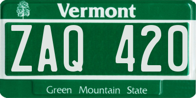 VT license plate ZAQ420