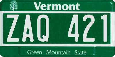 VT license plate ZAQ421