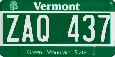 VT license plate ZAQ437