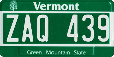 VT license plate ZAQ439