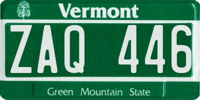VT license plate ZAQ446