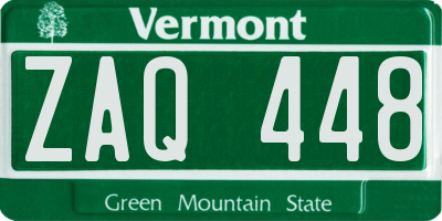 VT license plate ZAQ448