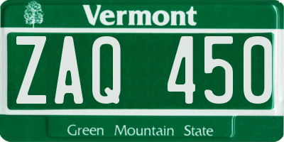 VT license plate ZAQ450