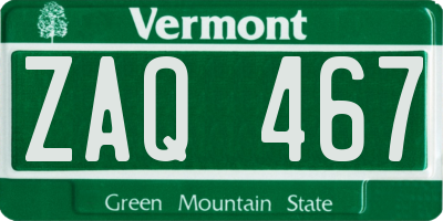 VT license plate ZAQ467