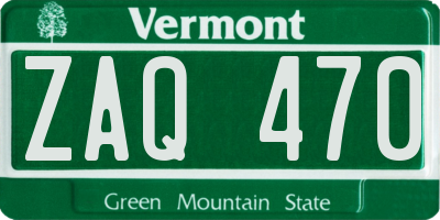VT license plate ZAQ470