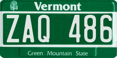 VT license plate ZAQ486