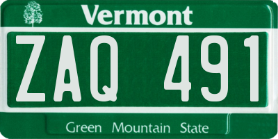 VT license plate ZAQ491