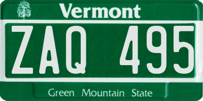 VT license plate ZAQ495