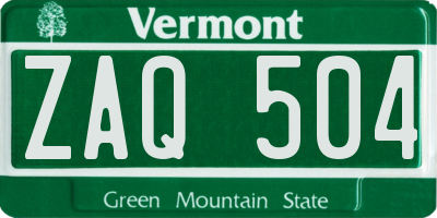 VT license plate ZAQ504
