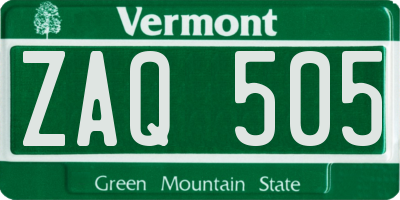 VT license plate ZAQ505