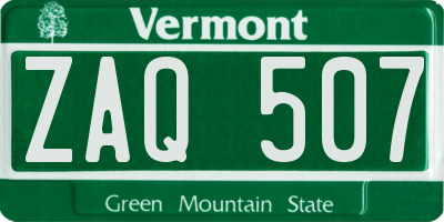 VT license plate ZAQ507