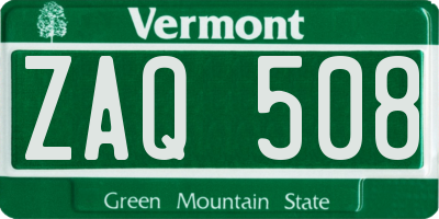 VT license plate ZAQ508