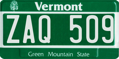 VT license plate ZAQ509