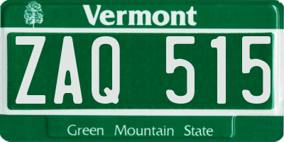 VT license plate ZAQ515
