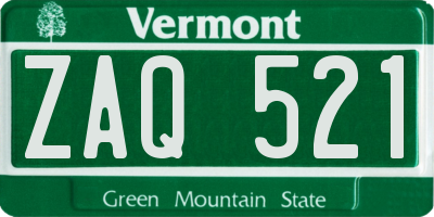 VT license plate ZAQ521