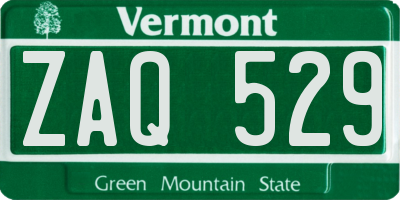 VT license plate ZAQ529
