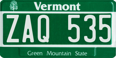 VT license plate ZAQ535