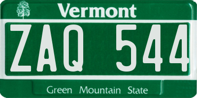 VT license plate ZAQ544