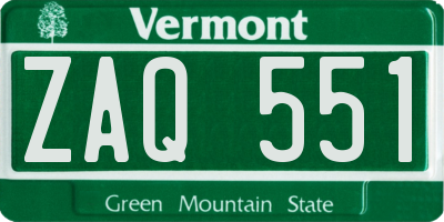 VT license plate ZAQ551